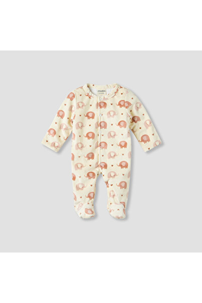 Juniors Elephant Print Plush Sleepsuit with Long Sleeves