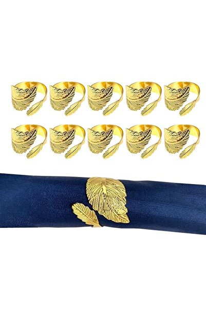 JZS Napkin Rings, Set of 10 Gold Leaf-Shaped Metal Napkin Rings for Parties & Weddings