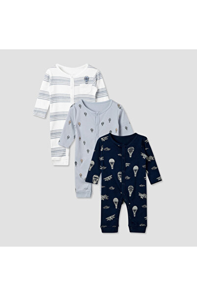 Juniors طقم بيجاما مطبوع عليه صورة منطاد هواء ساخن بأكمام طويلة - 3 قطع