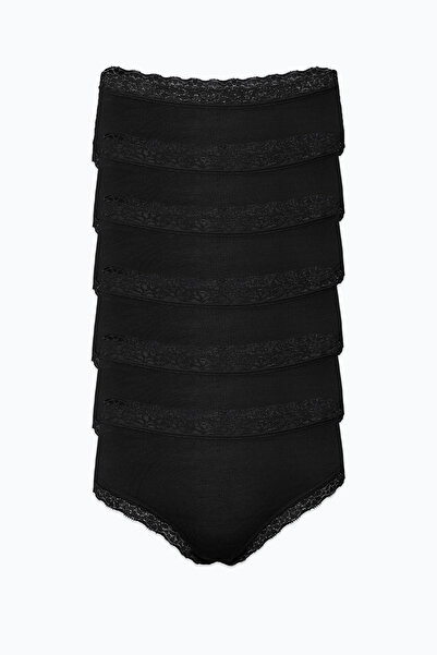 Malabadi Chiloți negri pentru femei, pachet de 6, ultra moi, din micro modal, cu dantelă, 6M700