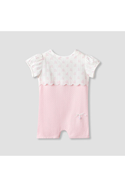 giggles Pram Print Romper with Short Sleeves