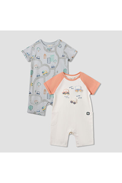 Juniors Printed Romper with Short Sleeves - Set of 2