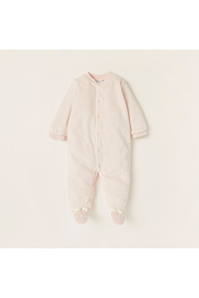 Juniors Striped Closed Feet Sleepsuit with Long Sleeves