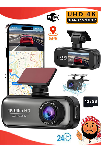 Makrystorm 4K Dash Cam For Car 3840*2160P Dual Lens With 128GB SD Card, Support 1080P Rear Camera and more