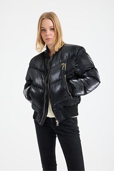 G-FOX Chmps? ! Parisse Women's Shiny Puffer Bomber Jacket 9757K, Microfiber Filled Winter Jacket 9757K