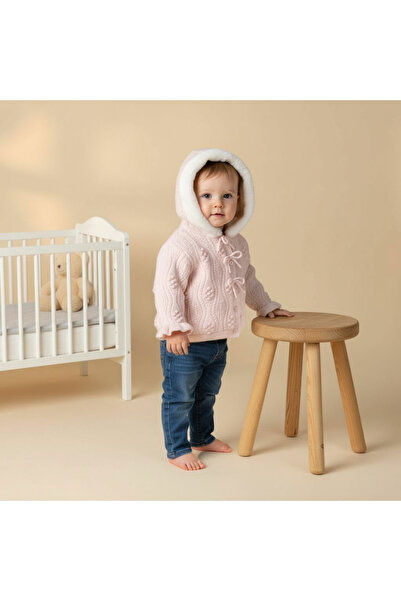 Juniors Textured Hooded Cardigan with Long Sleeves