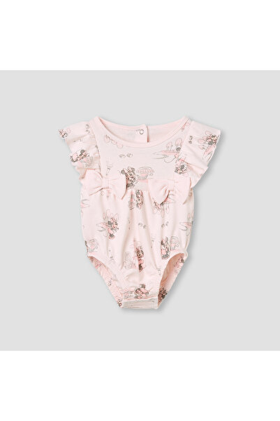 Disney Minnie Mouse Print Romper with Ruffle Sleeves
