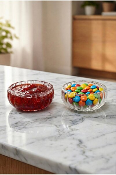 Kitchen Way Borosilicate 2-Layer Round Double-Walled Snack Bowl Glass Bowl Dragee Jam Bowl Set Kw-702