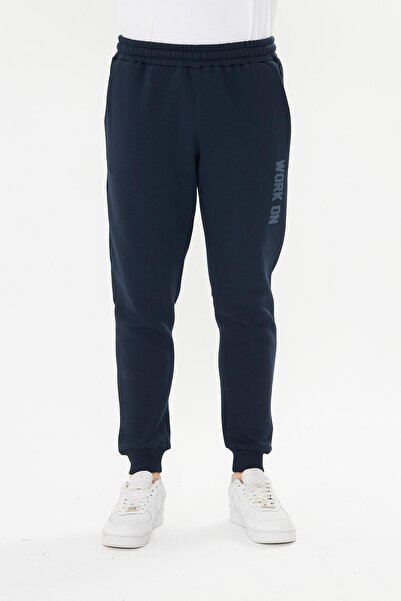 Marco Ferry Men's 3-Thread Winter Sweatpants Navy Blue 5452-L
