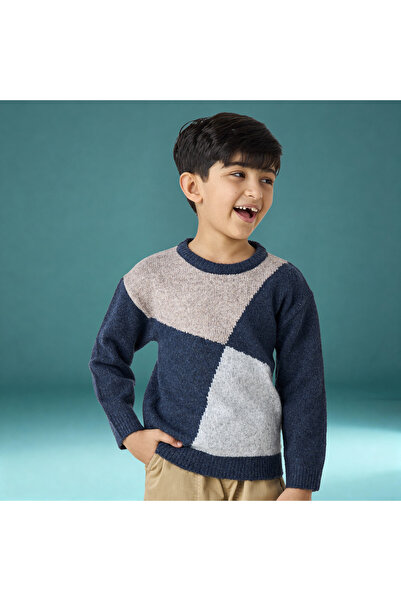 ELIGO Geometric Print Pullover with Long Sleeves