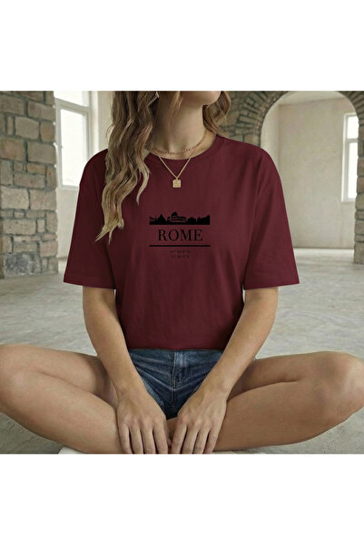 BUWOM تيشيرت نسائي برقبة دائرية من ROME مطبوع