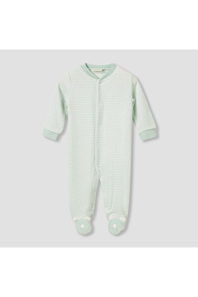 Juniors بيجامة نوم مخططة برقبة دائرية - مزيج من القطن - أكمام طويلة