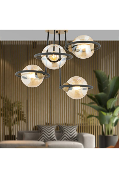 HubRom BECCA 4100-04-FR-BLL Μαύρο / Αντίκ Φωτιστικό Οροφής 53x53 εκ. 4xE27 Μέ...