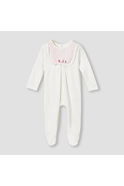 giggles Bow Accent Closed Feet Sleepsuit with Long Sleeves