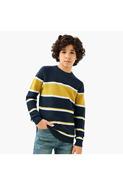 Juniors Striped Pullover with Long Sleeves