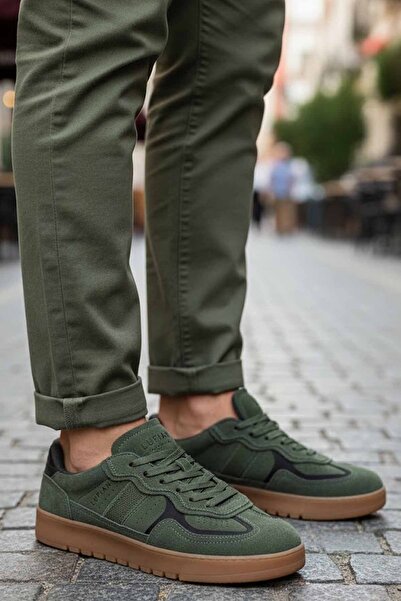 Lufian Casual ανδρικά δερμάτινα παπούτσια sneaker χακί