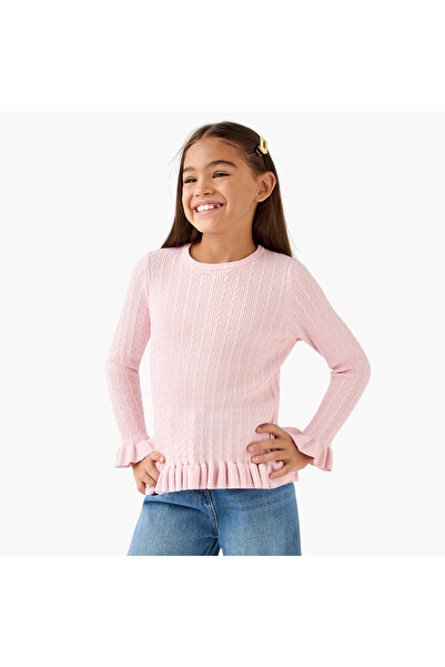 Juniors كنزة بأكمام طويلة مزينة بكشكشة