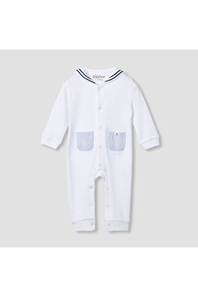 giggles Ribbed Sailor Collar Sleepsuit with Long Sleeves