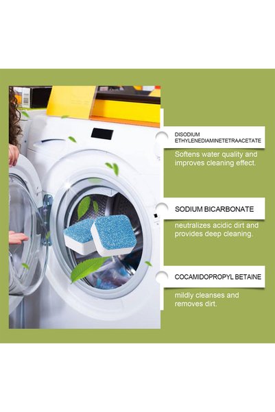 L&Wen Washing Machine Cleaner Tablets, Descaler Deodorizer for Front/ Top Load, 12 Pcs