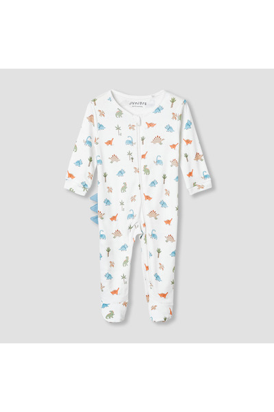 Juniors Dinosaur Print Sleepsuit with Long Sleeves