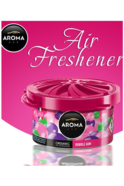 Aroma Car Organic Air Freshener - Bubble Gum Scent, Long Lasting, Made In France, Can Diffuser