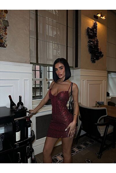 Miss Mini rochie din țesătură cu paiete și paiete