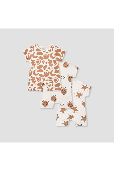 Juniors طقم رومبر مطبوع بأكمام قصيرة - 3 قطع