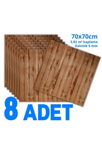 HORECA MARKET 3D Kendinden Yapışkanlı Duvar Paneli Derin ipek ağacı -8'li Set...