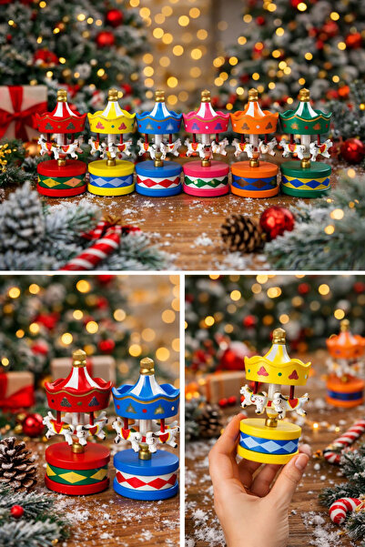 NASYONEL TOYS Yılbaşı Karusel Müzik Kutusu | Renkli Atlı Nostaljik Dönme Dola...