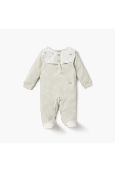giggles Printed Closed Feet Sleepsuit with Round Neck and Long Sleeves