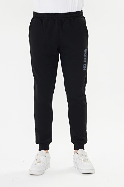 Marco Ferry Men's 3-Thread Winter Sweatpants Black 5452-S