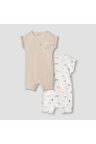 Juniors Farmyard Print Romper with Extended Sleeves - Set of 2