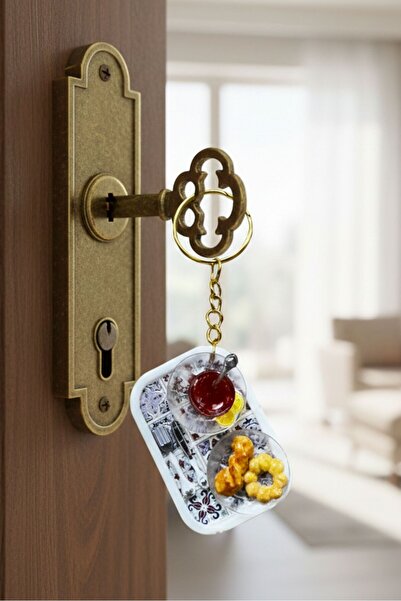 Uretti - Pınar 2572 1502 Handmade Tea Tray Design Keychain