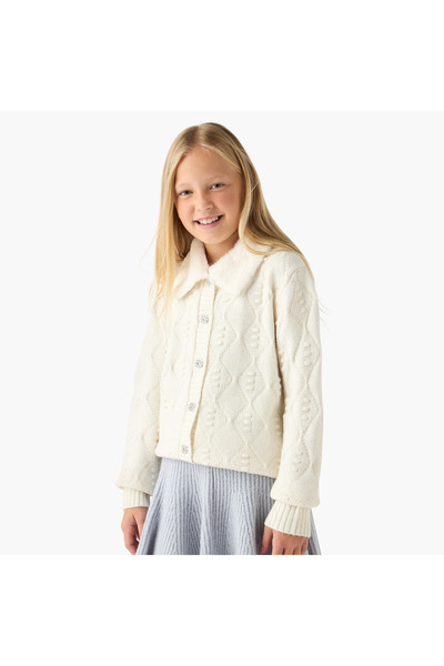 ELIGO Textured Cardigan with Long Sleeves
