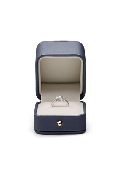 JZS Leather Square Ring Box - Vintage Double-Slot Presentation Holder for Proposals and Weddings