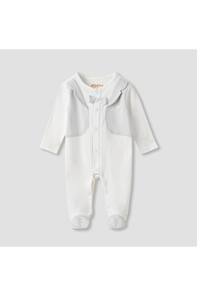 giggles Bow Detail Sleepsuit with Long Sleeves