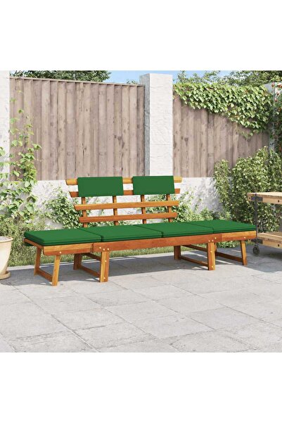 vidaxl مقعد حديقة مع وسائد، تصميم 2 في 1، طول 190 سم، مصنوع من خشب الأكاسيا الصلب