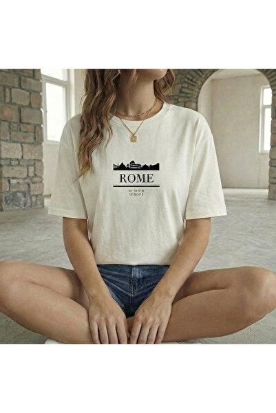 BUWOM تيشيرت نسائي برقبة دائرية من ROME مطبوع