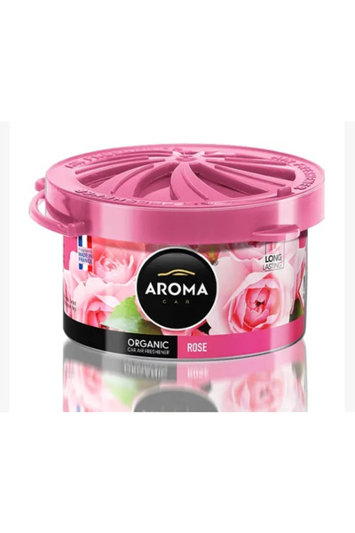 Aroma Car Organic Air Freshener - Rose Scent, Long Lasting, Made in France, Can Diffuser