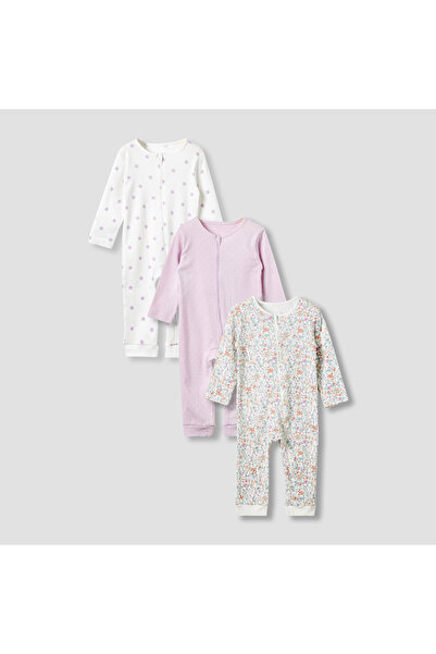 Juniors طقم بيجاما بياقة دائرية وسحاب إغلاق - قطن - أكمام طويلة - 3 قطع