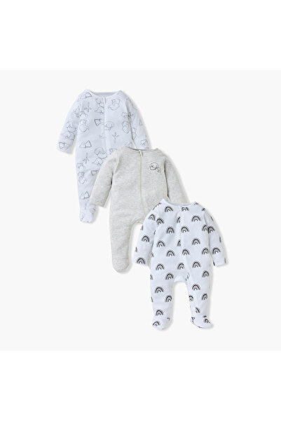 Juniors طقم نوم مطبوع بأكمام طويلة وسحاب للإغلاق - مجموعة من 3 قطع