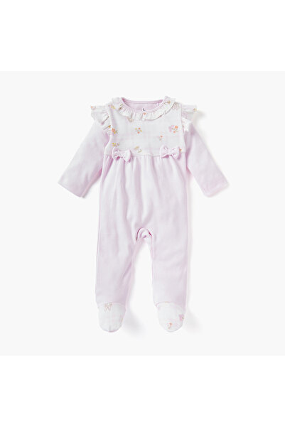 Disney بدلة نوم مزينة بفيونكة وتفاصيل كشكشة وأكمام طويلة