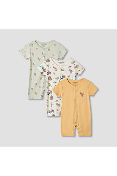 Juniors طقم ملابس نوم مطبوع عليه صورة مزرعة بأكمام قصيرة - 3 قطع