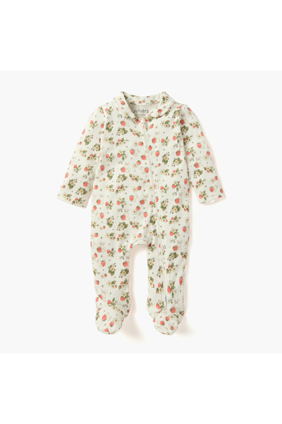 Juniors بدلة نوم مطبوعة بنقشة أرنب مع ياقة وسحاب للإغلاق