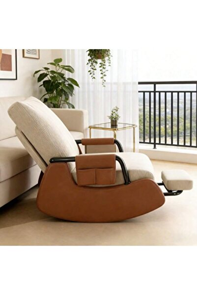 Mtanvxay أريكة هزازة قابلة للتعديل، مبطنة، بظهر عالٍ، مع مسند للقدمين وجيوب ج...