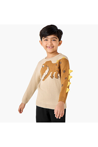 Juniors Dinosaur Graphic Pullover with Long Sleeves