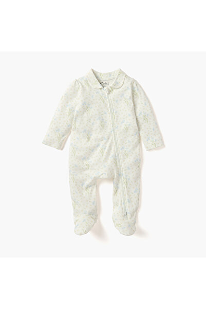 Juniors Printed Sleepsuit with Collar and Zip Closure