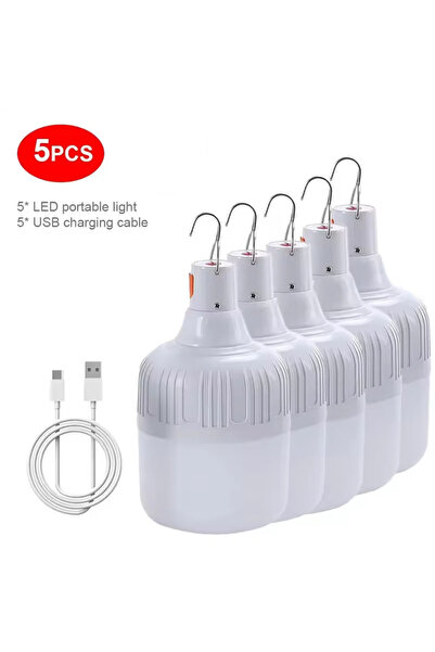 Choice 5pc 1/2/4/5PC Camping Light Portable Rechargeable Dimmable LED Bulb Brightness Outdoor Tent Light Em