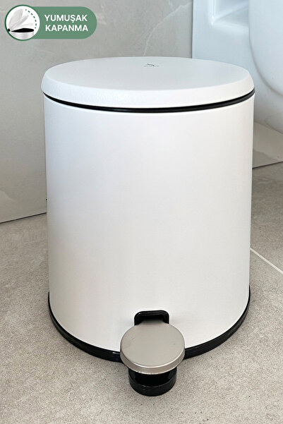 Prima Nova Cigo Pedal Trash Can 6Lt - Matte White - Interior Black