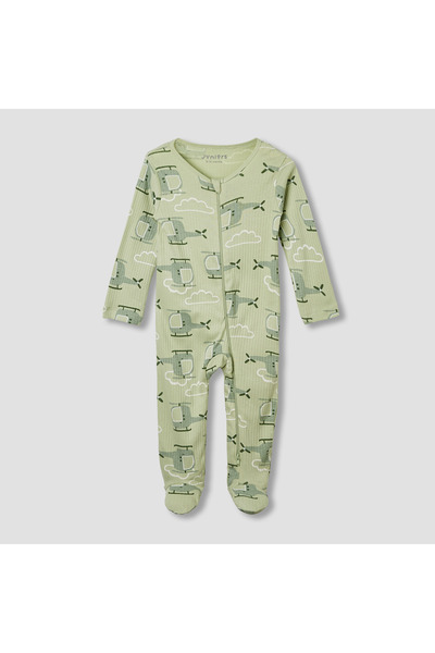 Juniors بدلة نوم مطبوعة بنقشة طائرة هليكوبتر بأكمام طويلة